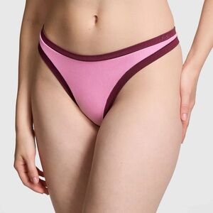 PINK SEAMLESS HIGH LEG THONG PANTY XL ribbed barely there